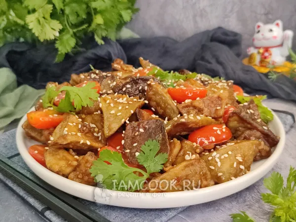 Фото блюда: Баклажаны в сладком соусе с помидорами