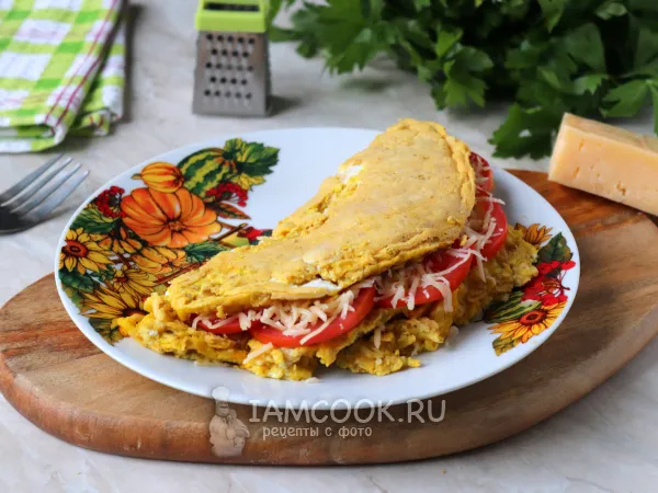 Фото блюда: Овсяноблин с сыром и помидорами