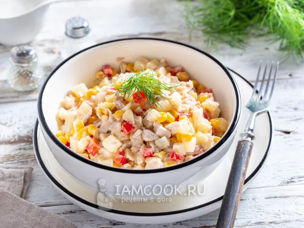 Фото блюда: Салат «Тайсон» с курицей и ананасами