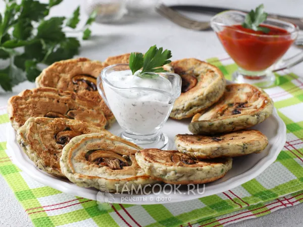 Фото блюда: Оладьи с грибами (шампиньонами)
