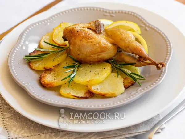 Фото блюда: Перепелки в духовке с картошкой