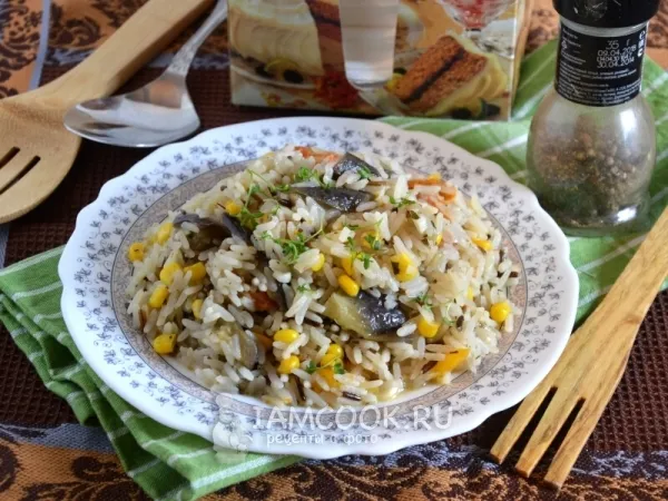 Фото готового блюда: Гарнир из риса с португальской смесью в мультиварке
