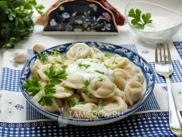 Фото блюда: Соус для пельменей из сметаны и чеснока