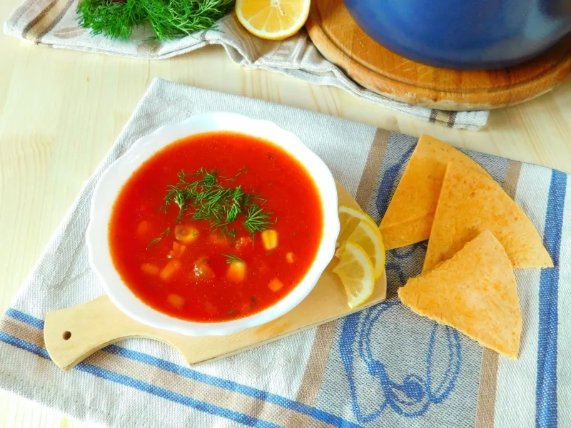 Фото блюда: Постный томатный суп по-мексикански