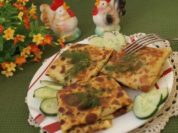 Фото блюда: Блины с курицей и сыром