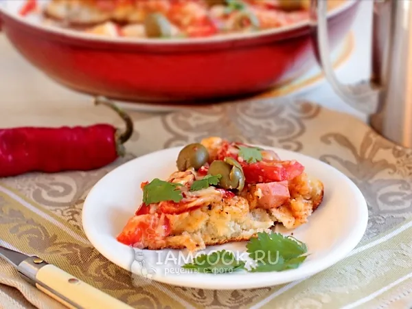 Фото блюда: Пицца на кефире на сковороде