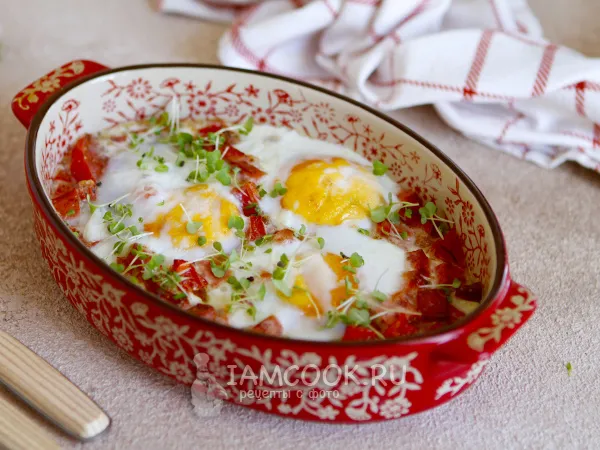 Фото блюда: Яичница с колбасой в аэрогриле