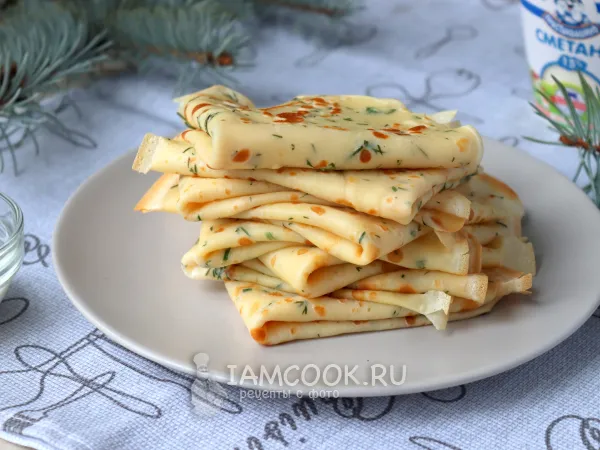 Фото готового блюда: Блины на молоке с укропом