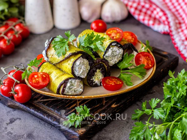 Фото блюда: Рулетики из баклажанов в аэрогриле