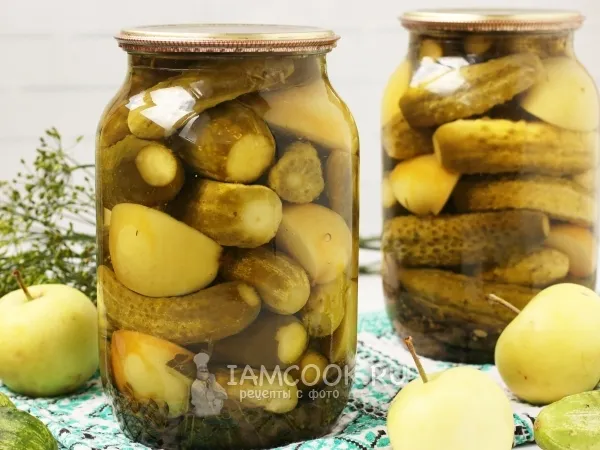 Фото блюда: Огурцы, маринованные с яблоками без стерилизации