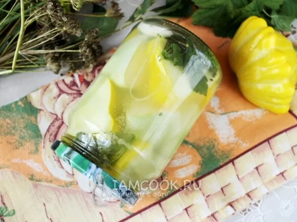 Фото блюда: Засолка патиссонов на зиму в литровых банках