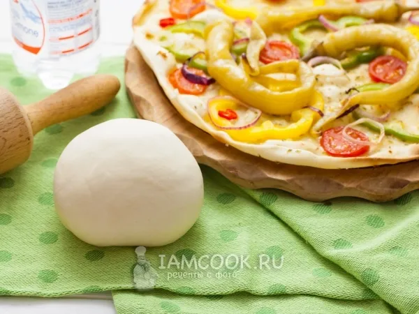 Фото готового блюда: Постное тесто для пиццы без дрожжей