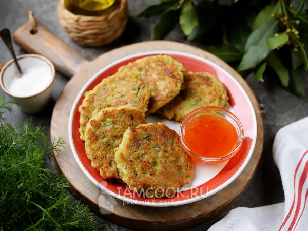 Фото блюда: Постные оладьи из кабачков с овсянкой