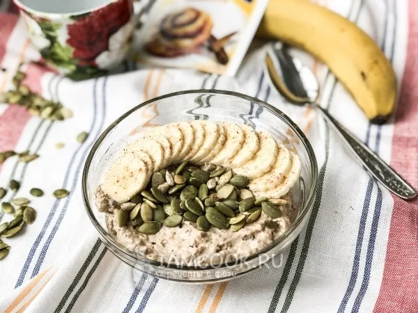 Фото блюда: Взбитая овсянка с творогом и бананом