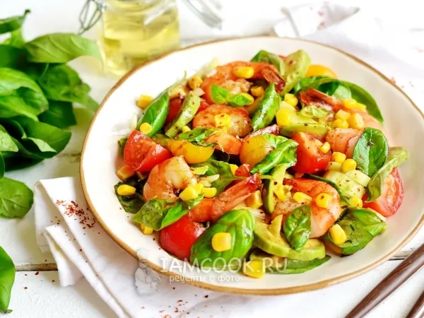 Фото блюда: Салат с жареными креветками