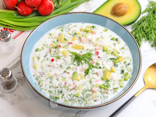 Фото блюда: Окрошка с авокадо на березовом соке