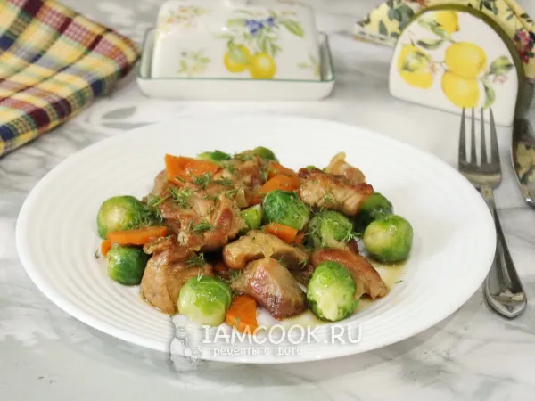 Фото блюда: Брюссельская капуста с мясом в духовке