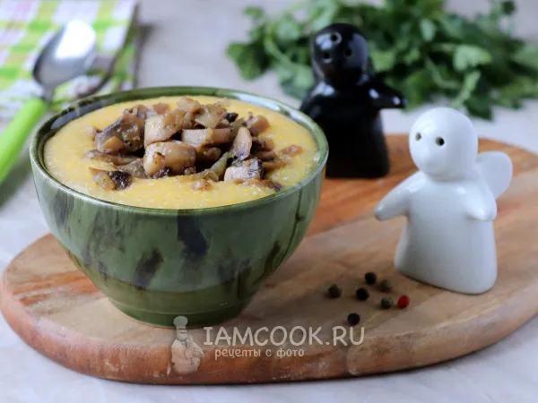 Фото блюда: Кукурузная каша с грибами