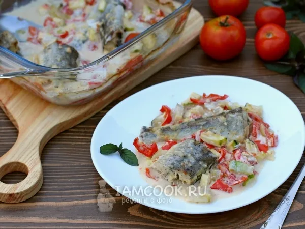 Фото блюда: Навага с овощами в духовке