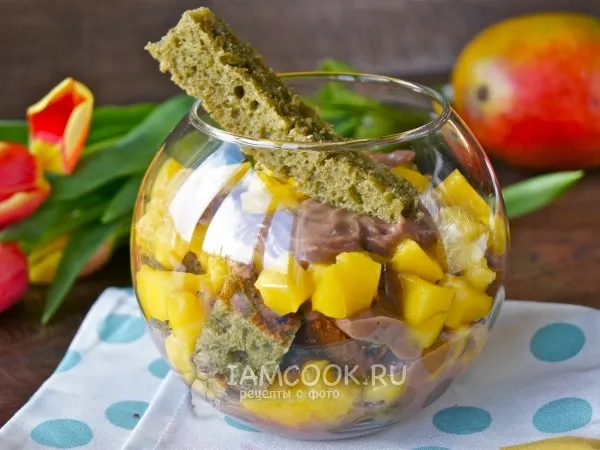 Фото блюда: Десерт с бисквитом в стакане