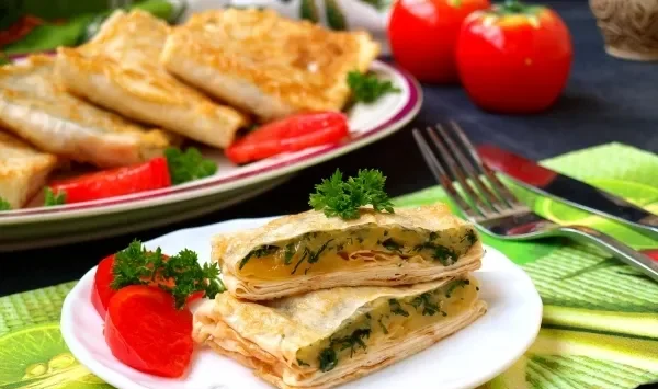 Фото блюда: Конвертики из лаваша с сыром и зеленью