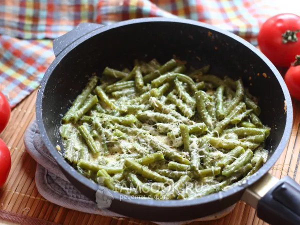 Фото блюда: Стручковая фасоль с сыром в духовке