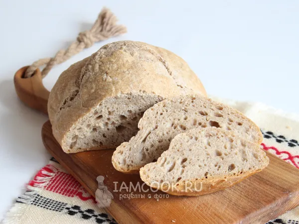 Фото готового блюда: Пшенично-ржаной хлеб без замеса в духовке