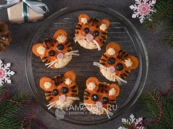 Фото блюда: Тарталетки «Тигрята» с колбасой