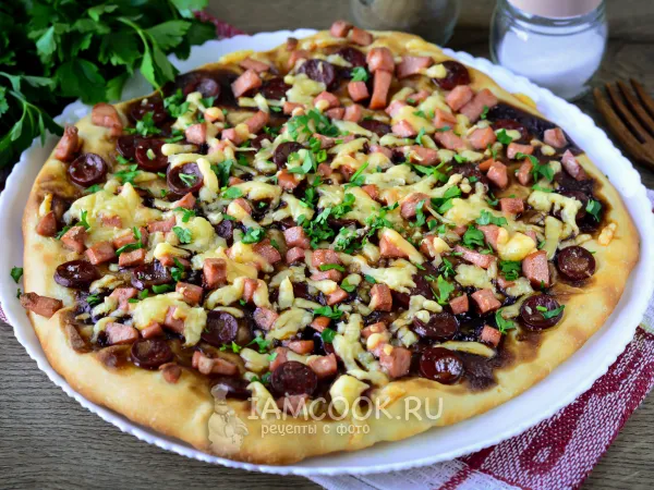 Фото блюда: Пицца «Терияки» (с колбасой)