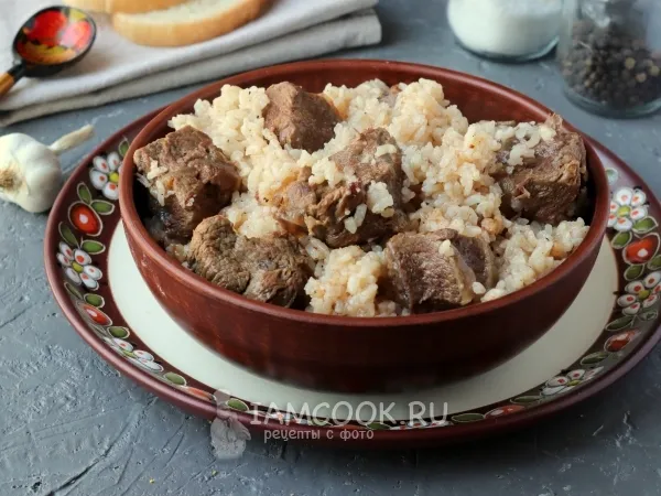 Фото готового блюда: Тушеная говядина с рисом