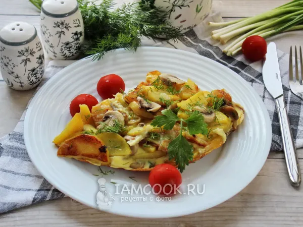 Фото блюда: Жареная картошка с грибами и яйцами