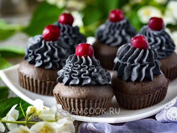 Фото блюда: Черные капкейки