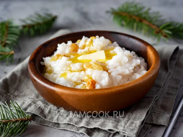 Фото блюда: Рисовая каша с изюмом в мультиварке на воде