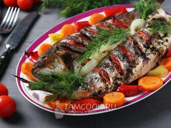 Фото блюда: Сибас с овощами в духовке