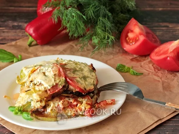 Фото блюда: Запеканка из кабачков и баклажанов без мяса