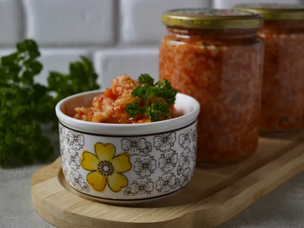 Фото блюда: Салат «Глобус» с рисом на зиму