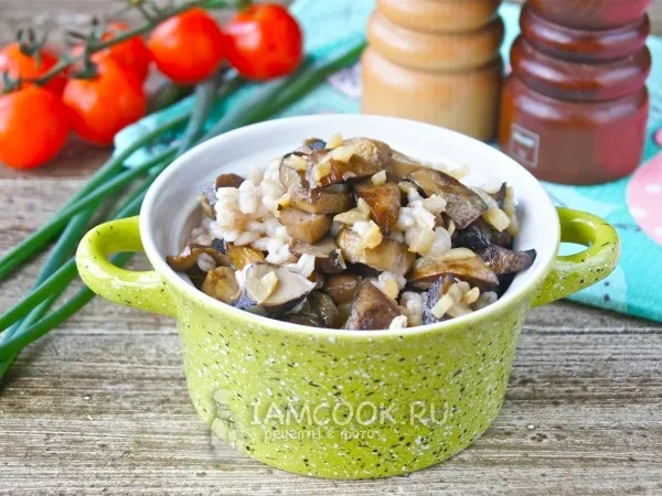 Фото готового блюда: Перловка с мясом и грибами