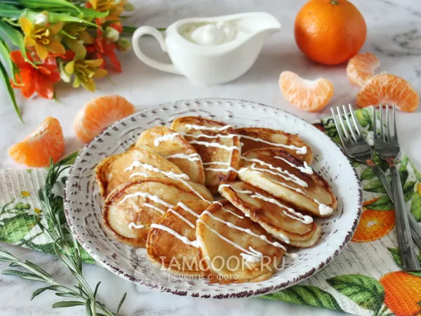 Фото блюда: Оладьи с мандаринами