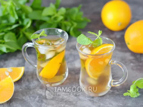 Фото блюда: Холодный чай с апельсином и мятой