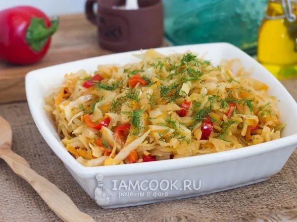 Фото готового блюда: Тушёная капуста с горчицей и мёдом