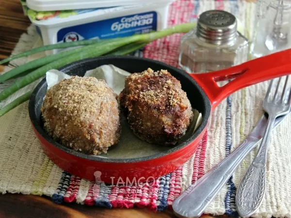 Фото блюда: Мясные зразы с сыром Брынза и луком