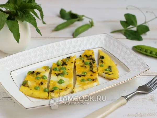 Фото готового блюда: Омлет с зеленым горошком