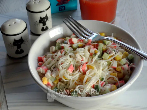 Фото блюда: Салат с фунчозой и крабовыми палочками