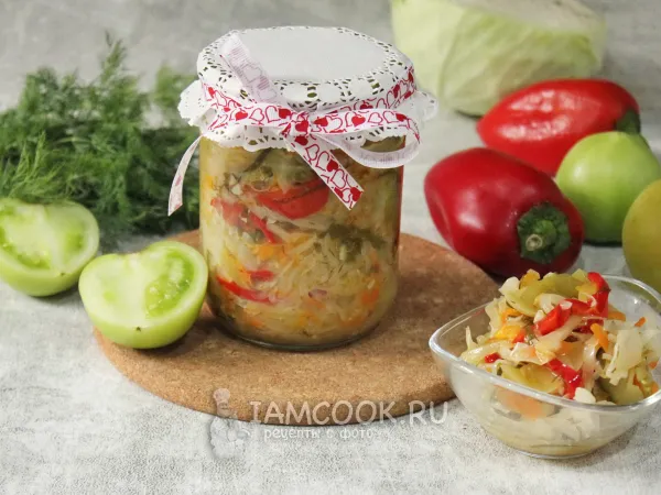 Фото блюда: Охотничий салат из зеленых помидоров на зиму