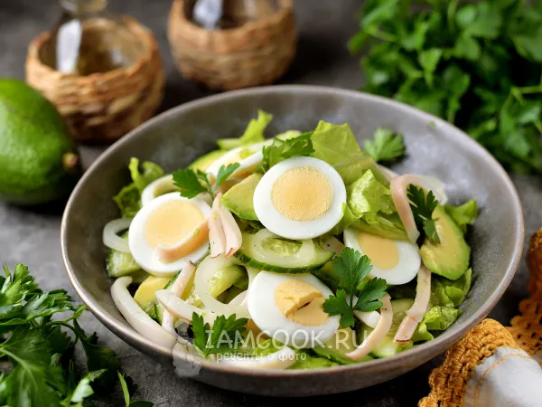 Фото готового блюда: Диетический салат с кальмарами (ПП)