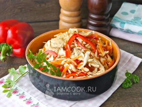 Фото блюда: Салат с белокочанной капустой и курицей