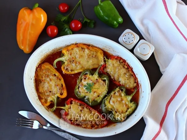 Фото блюда: Фаршированные перцы с мясом в духовке