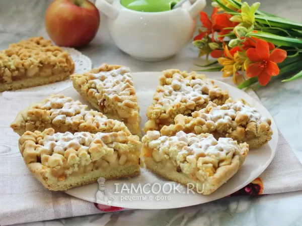 Фото блюда: Постный песочный пирог с яблоками