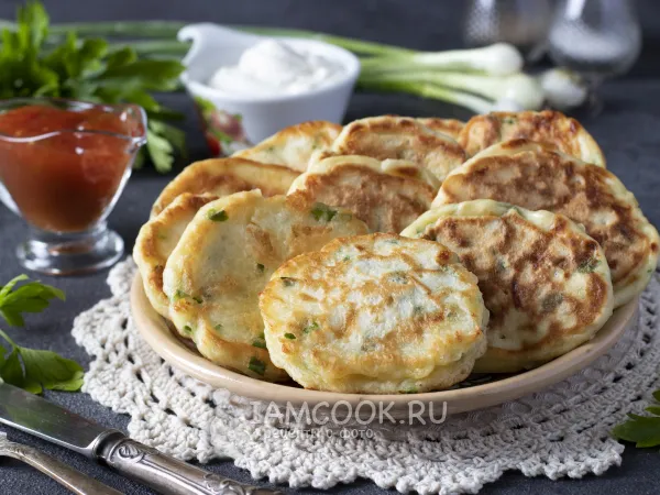 Фото блюда: Оладьи с сыром и зелёным луком