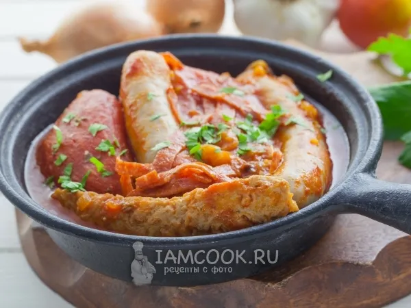 Фото блюда: Колбаса в томатном соусе